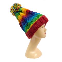 cable knit rainbow hat